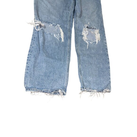 Abercrombie The 90's Straight Ultra High Rise 32/14 Distressed Ripped Knee Raw H - Picture 2 of 8